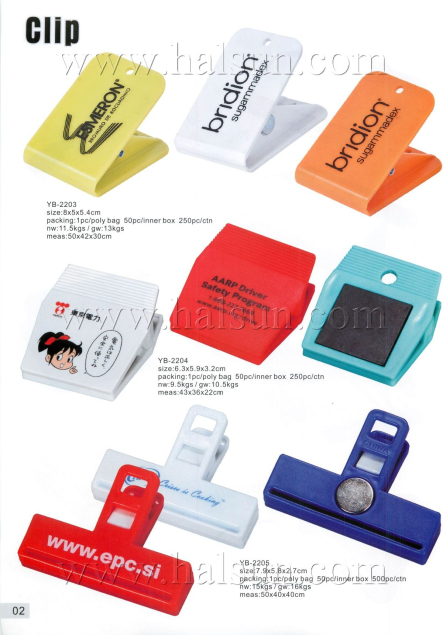 Custon Logo Printed Plastic Clips,YB-23,YB-2204,YB-2205