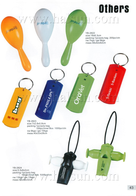 Promotional Keyring Whistles,Custom logo plastic whistle,YB-2822,YB-2823,YB-2824