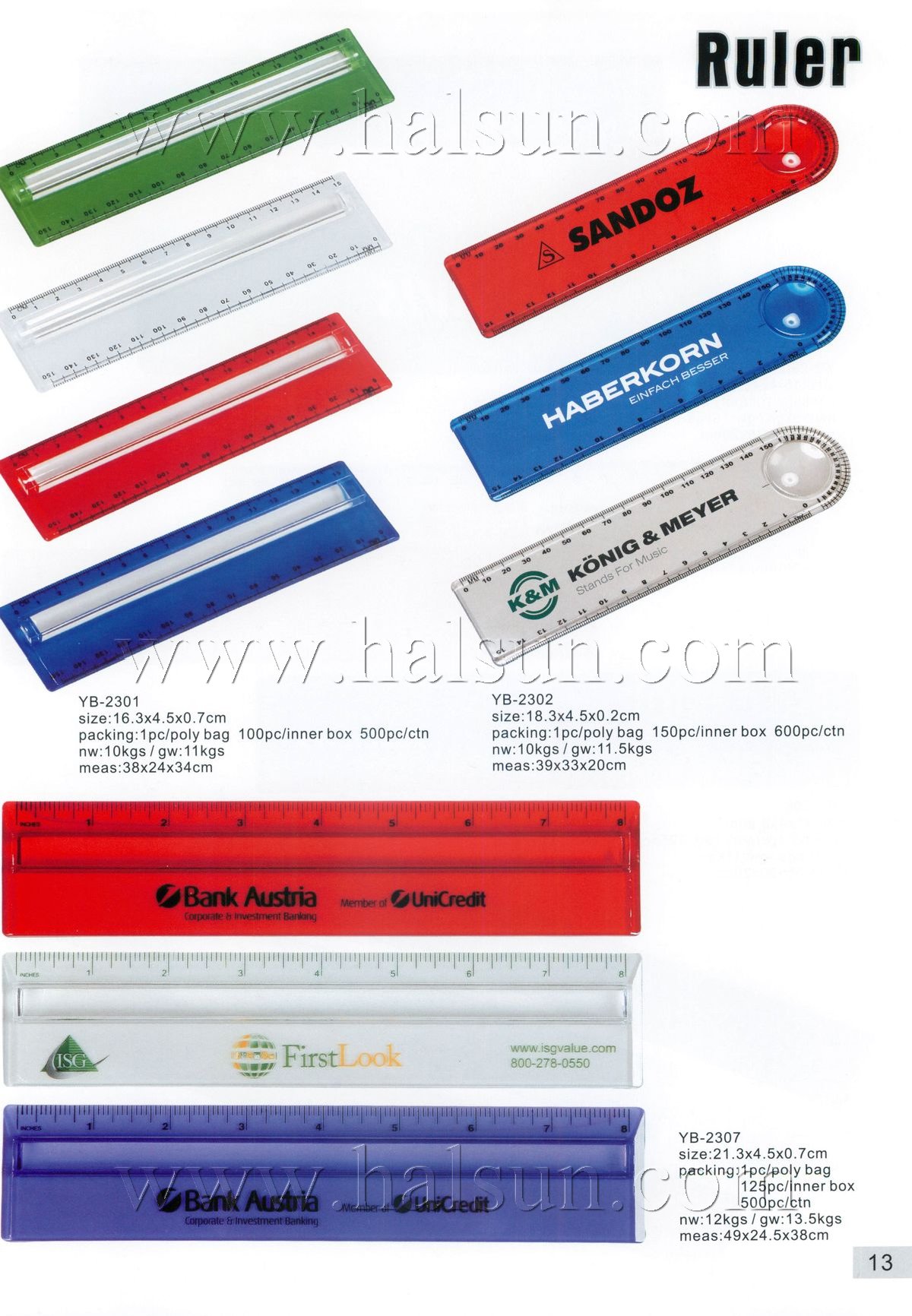 Promotional Plastic Ruler,YB-2301,YB-2302,YB-2307