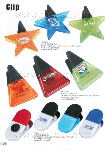 Promotional Translucent Star Clip,Triangle,YB-2215,,YB-2216,,YB-2217