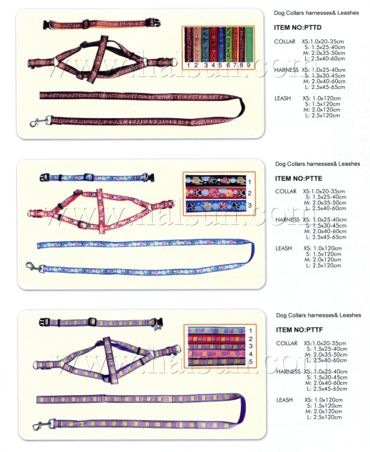 Dog Collars,Dog Harnesses, Dog Leashes,Nylon,PTTD