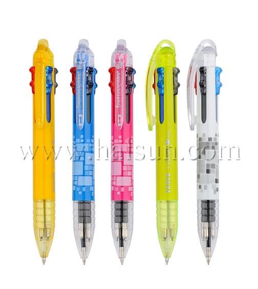 4 color pens_ rope can be added_Promotional Ballpoint Pens_Custom Pens_HSHCSN0133