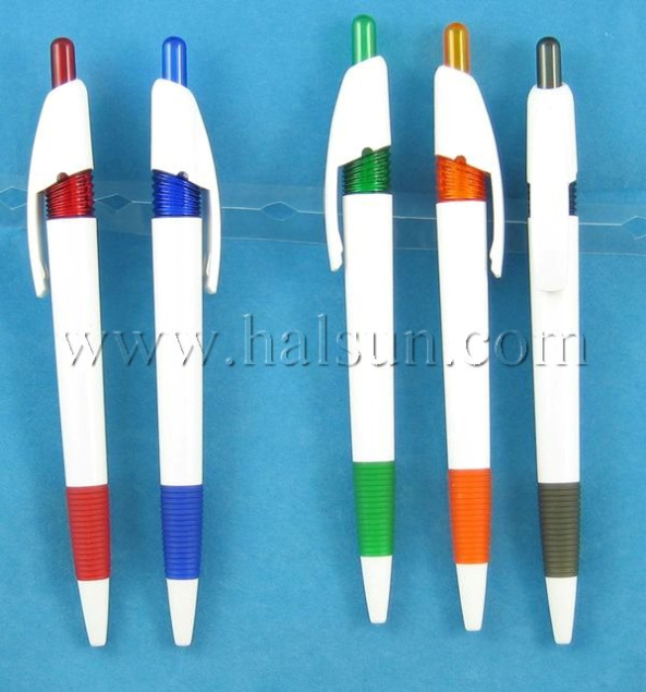 HSAJH1018-2_soft rubber blue_green_red_black_orange color grip solid white barrel plastic ballpoint pens_ low cost pen