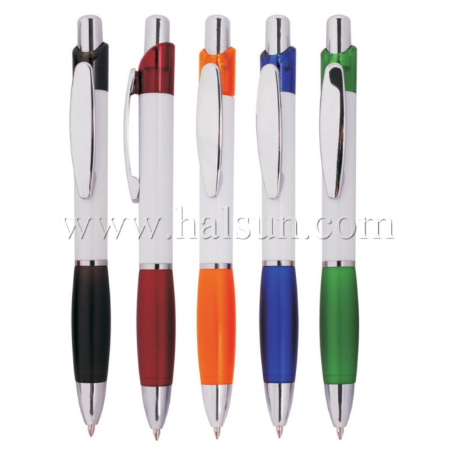 Metal Clip Plastic Barrel Ball Pens_ HSCJ1033-1