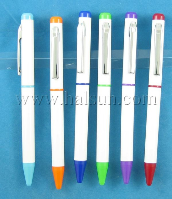 Metal clip solid white barrel ballpoint pen_HSAJH918