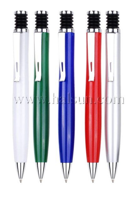 Metallic Barrel plastic ballpoint pen with metal clip_ HSBPA6122A