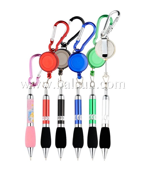 Mini Pen with elastic roll and aluminum carabiners_Promotional Ballpoint Pens_Custom Pens_HSHCSN0177