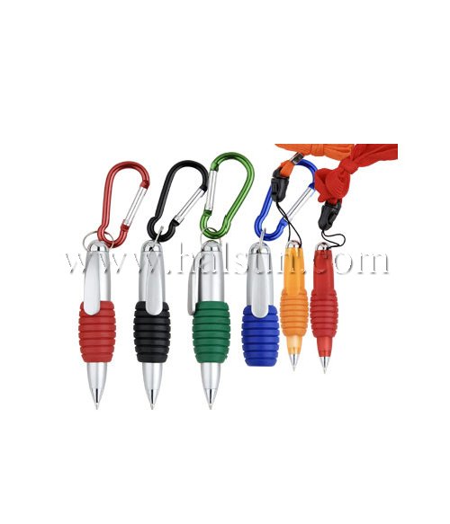 Mini Pens with Metal carabiner or lanyard_Promotional Ballpoint Pens_Custom Pens_HSHCSN0234