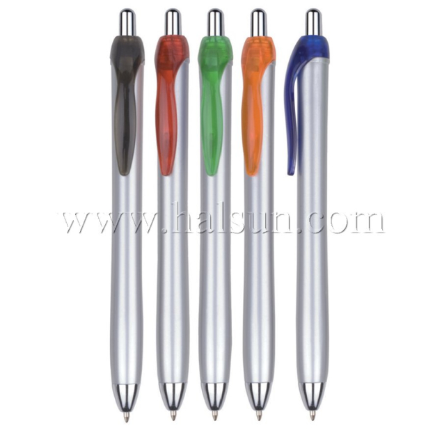 Plastic Ball Pens_ HSCJ1040-1B_Silver barrel