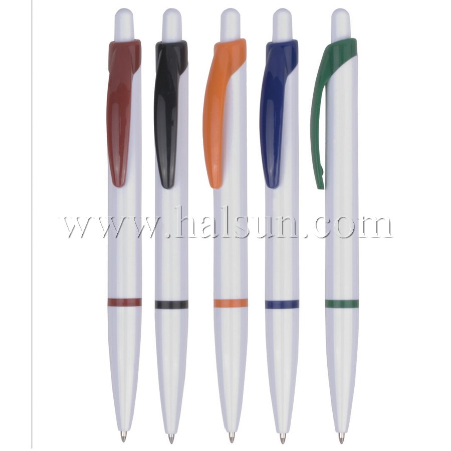 Plastic Ball Pens_ HSCJ1047_Solid barrel_opaque clip