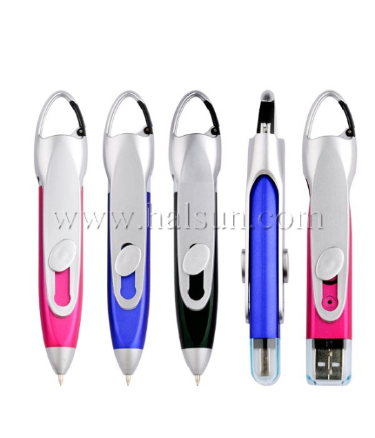 U disk pens with carabiner_Rotate USB Pens_Multi function Pens_Multi functional Pens_Promotional Ballpoint Pens_Custom Pens_