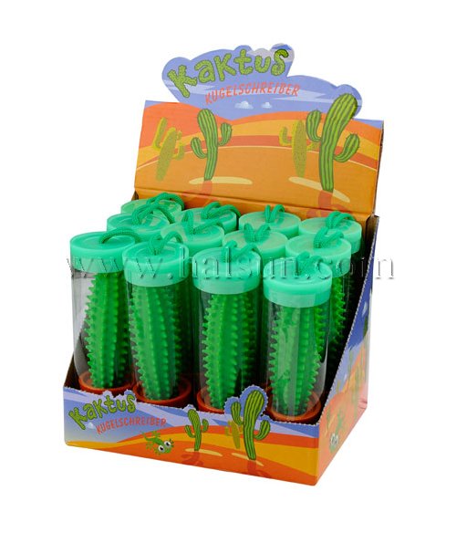 cactus pens with base in PVC tube and in display box_Promotional Ballpoint Pens_Custom Pens_HSHCSN0078