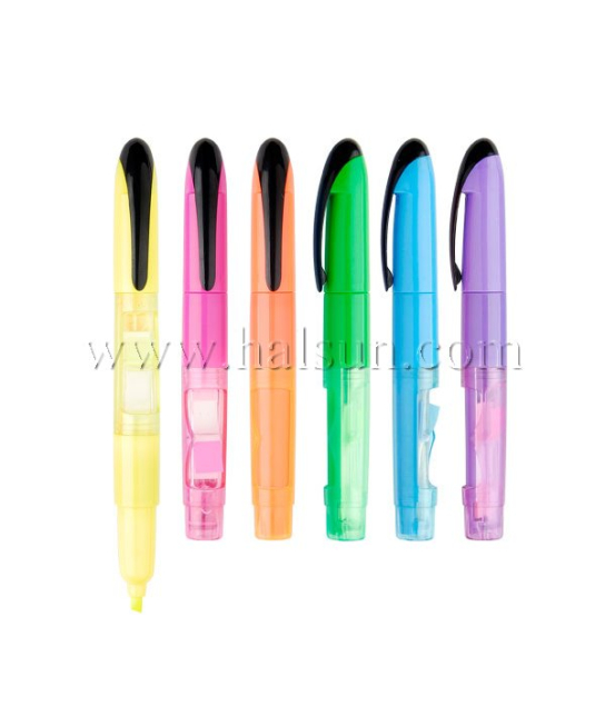 multi function highlighters_memo highlighter_fluorescent pens with buildin memo_Promotional Ballpoint Pens_Custom Pens_HSHCS