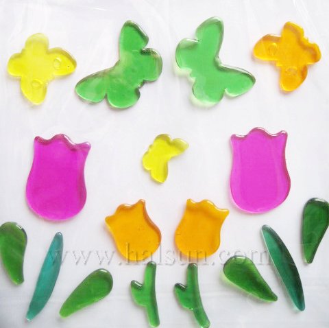 Flower Gel Stickers_ Gel Window Stickers_ HSGWSB62