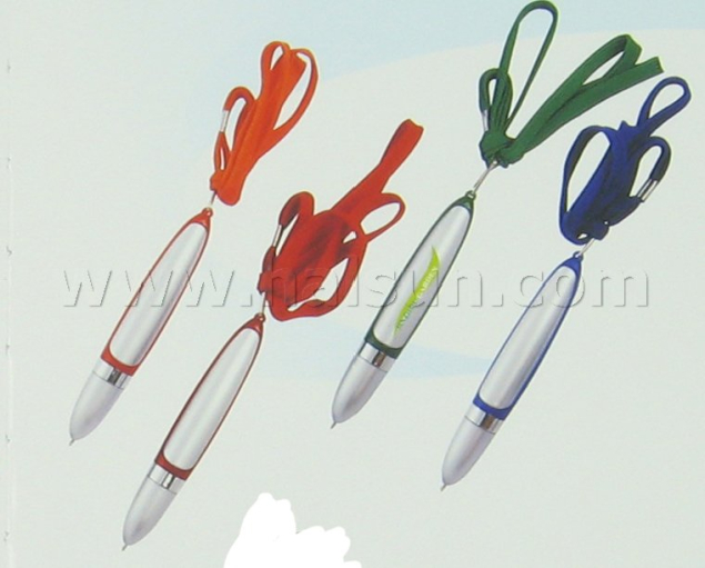 Plastic Pens_ HSRS2071S_ mini lanyard pen_ silver barrel