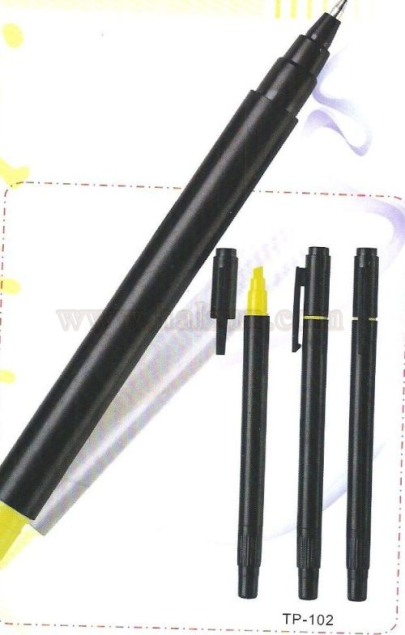 highlighter ballpoint pen combo, dual tip pen, 2 in one pen,ball pens,plastic,promotional