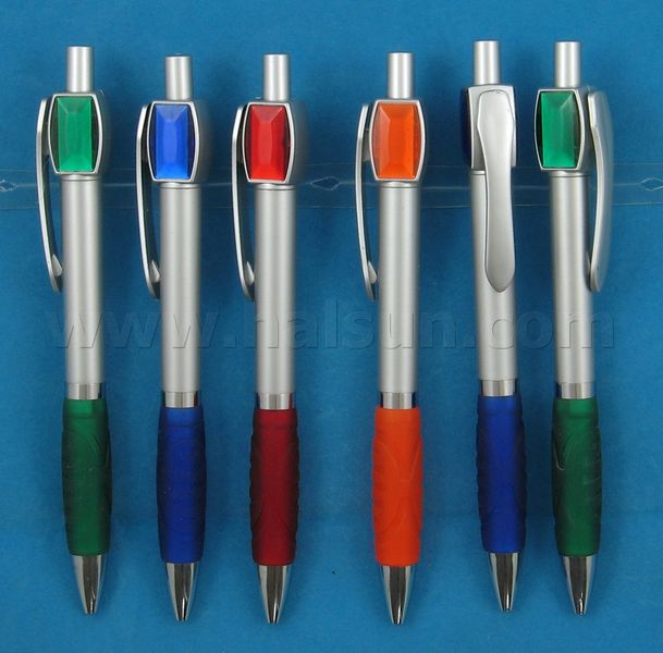 HSYH3217S_ silver barrel diamond pen_ special carved grip with rubber coated