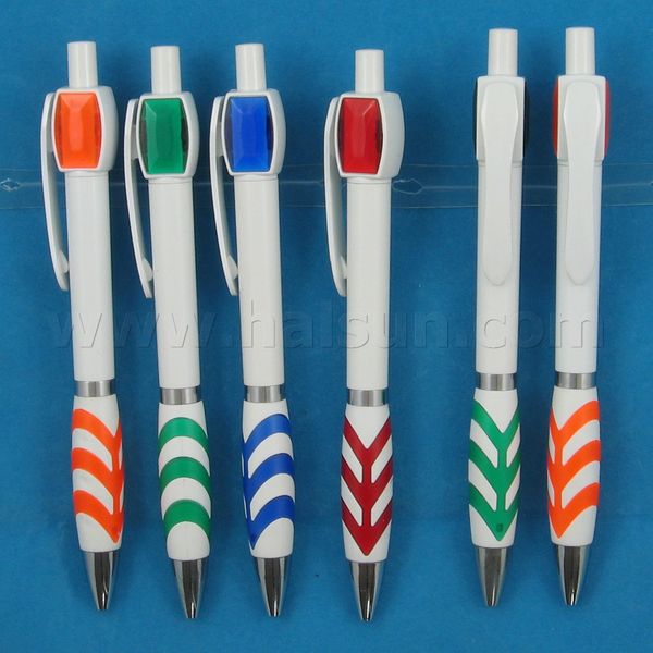 HSYH3217W_ solid white barrel pen with diamond decoration_  dual  injection  grip to  keep lifetime two fresh color