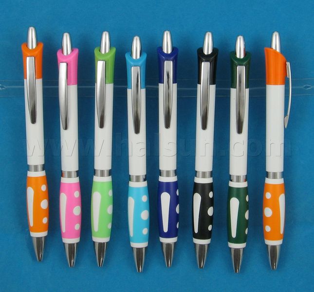 HSYH3223W_ solid white barrel pen with dual color grip