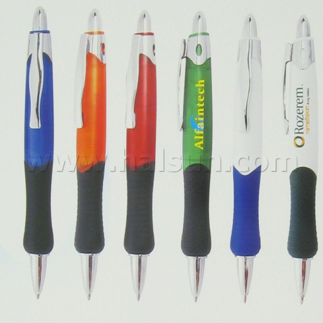 Plastic Pens_ HSRS521A_ special designed metal clip pen with soft rubber grip