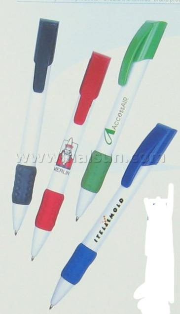 Plastic Pens_ HSRS818A_ rubber grip retractabl pen