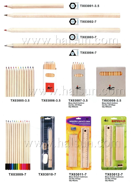 Natural wood pencils_ raw wood color pencil sets