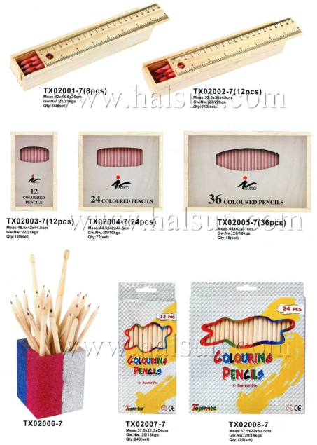 Natural wood pencils_natural wood crayon pencils_color pencils in wooden boxes