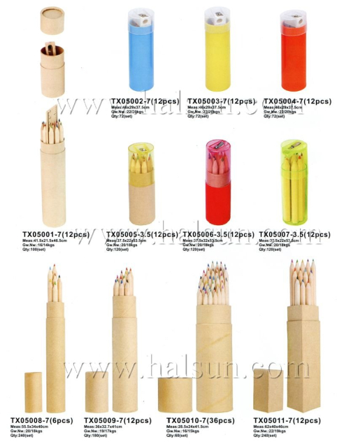 Nature wood pencils color pencils in cylinder box with pencil sharpener_multi color pencils