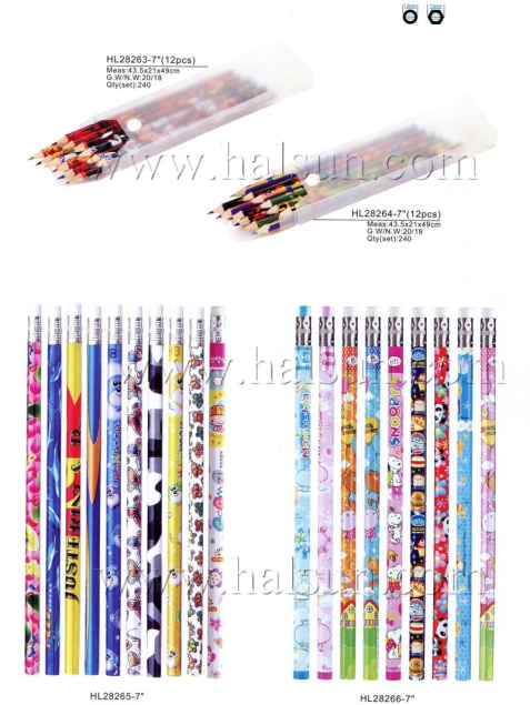 plastic mantle pencils_pre-sharpen color pencils_HB pencils with erasers
