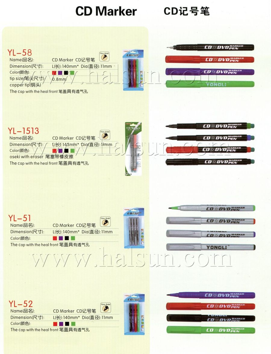 CD Marking Pens Assorted Colors Red-Green-Blue-Black