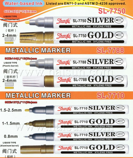 Metallic Marker,Liquid Type,Liquid type,aluminum barrel or plastic barrel,Xylene free,SL-7750