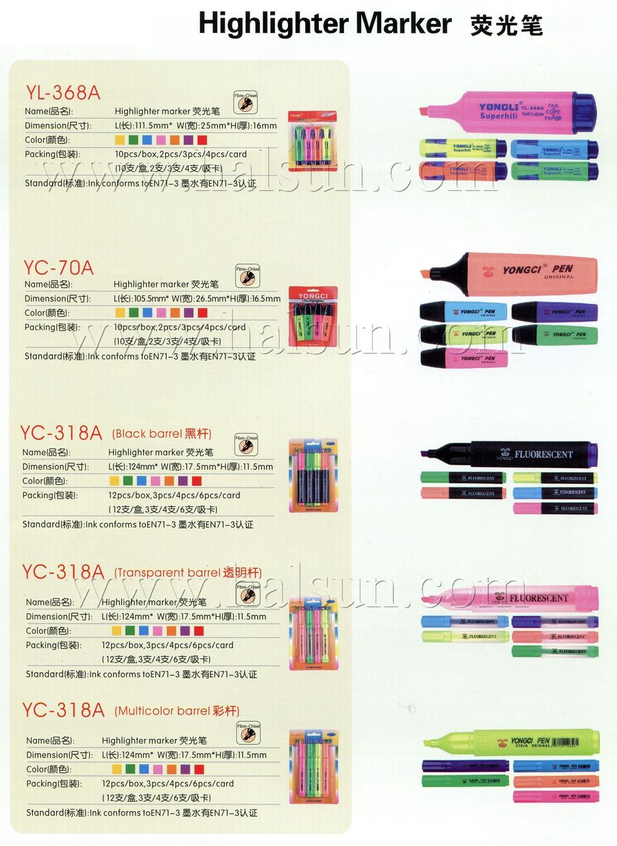 Highlighter Marker,YL-368A Highlighter Marker,YL-368A