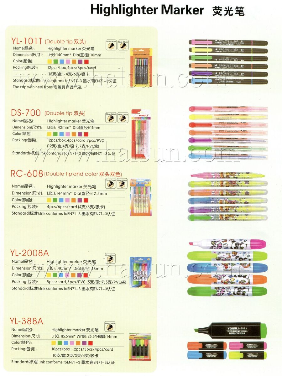 Highlighter Marker,dual tips,YL-101T Highlighter Marker,dual tips,YL-101T