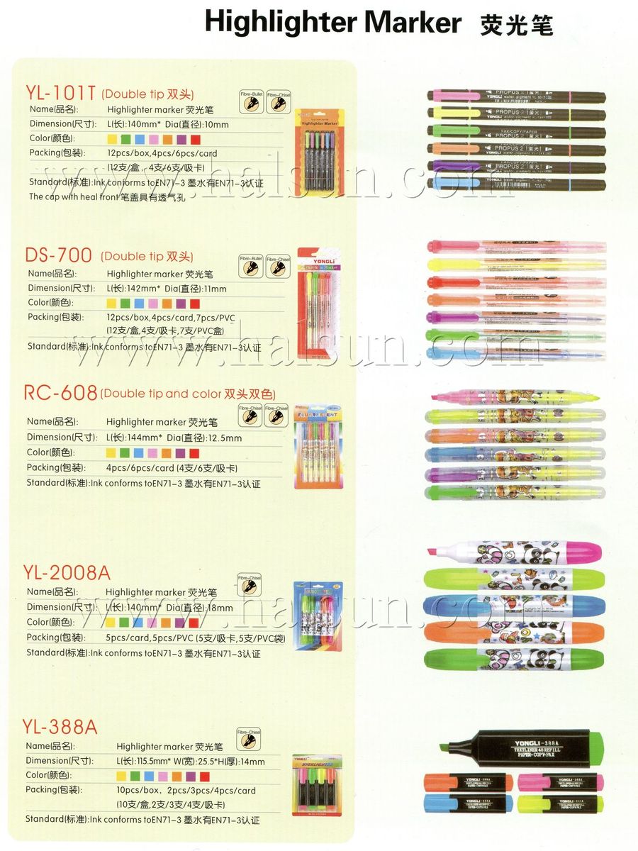 Highlighter Marker,dual tips,YL-101T