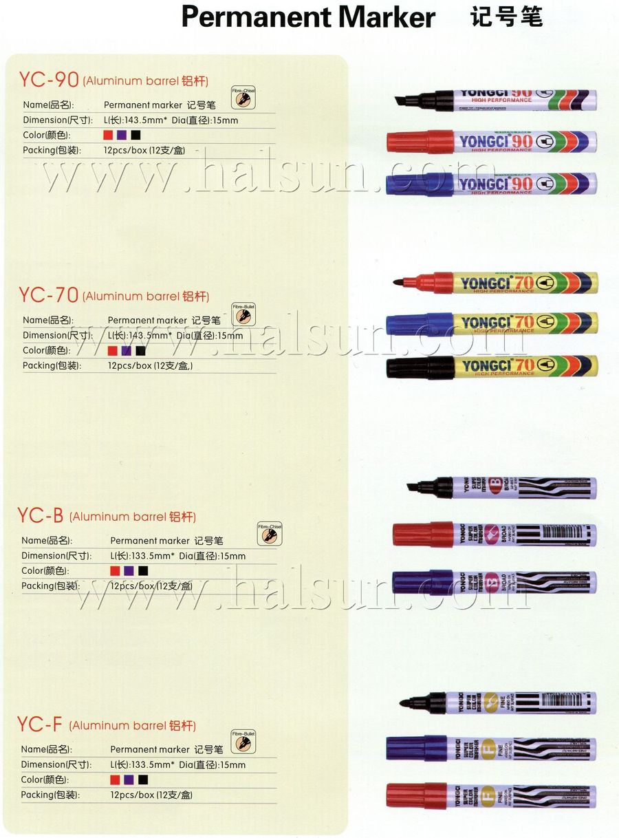 Permanent Marker,Aluminum Barrel, YC-90 Permanent Marker,Aluminum Barrel, YC-90