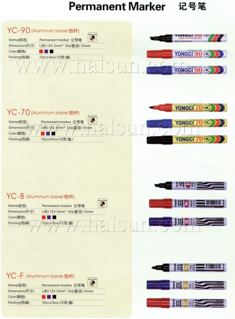 Permanent Marker,Aluminum Barrel, YC-90