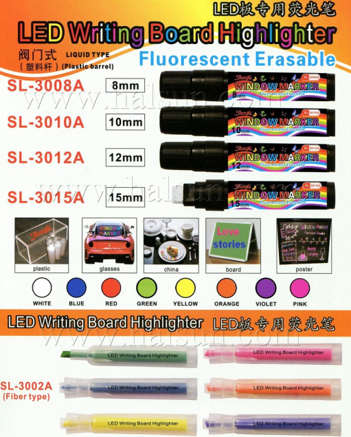LED Writeing Board Highlighter,Highlighter Fluorescent Liquid Chalk Marker Pen for LED Writing Board,SL-3008A