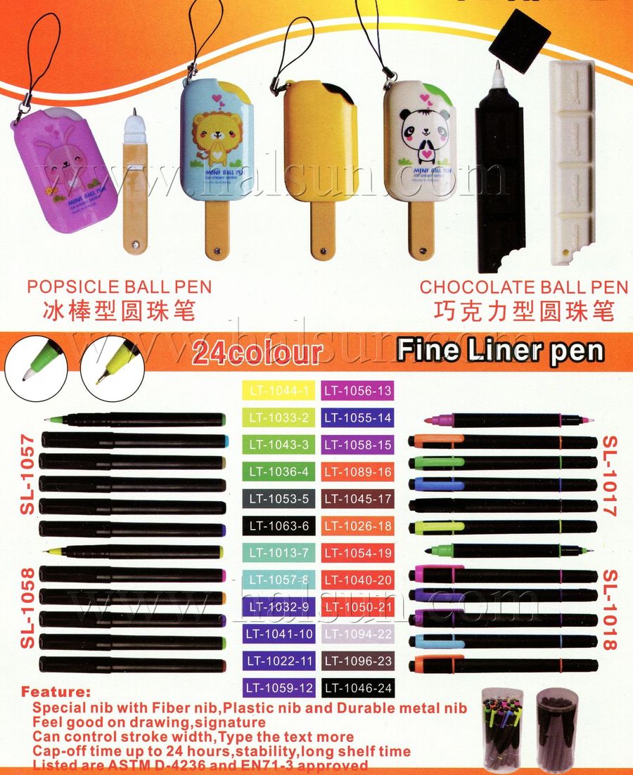 Popsicle pens,Chocolate pens,24 color fine liner pens Popsicle pens,Chocolate pens,24 color fine liner pens