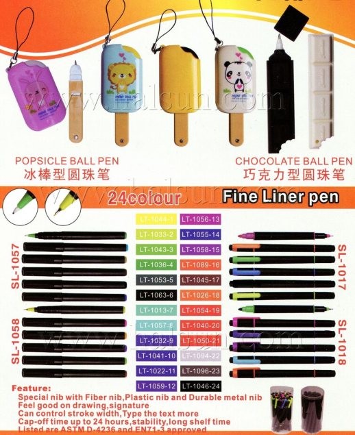 Popsicle pens,Chocolate pens,24 color fine liner pens