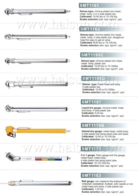 Deluxe Pencil Type Tire Gauges,zinc head,metal body,2 or 4 side plastic bar,10-50lbs,10-100lbs,bar,kpa,kgs,psi,SMT1161