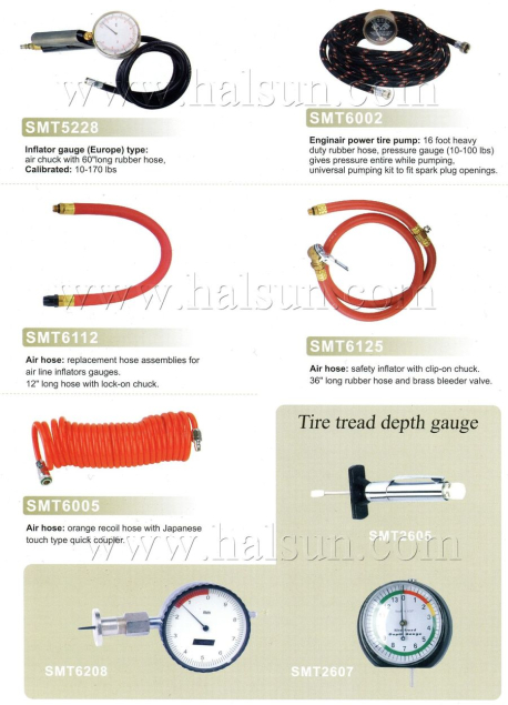 Tire Tread Depth Gauge,Inflator Gauge (Europe) Type,Enginair power tire pump,Air Hose,